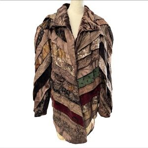 Vintage Patchwork Velvet Brocade Lace Tapestry Jacket Coat Made In Italy Medium
